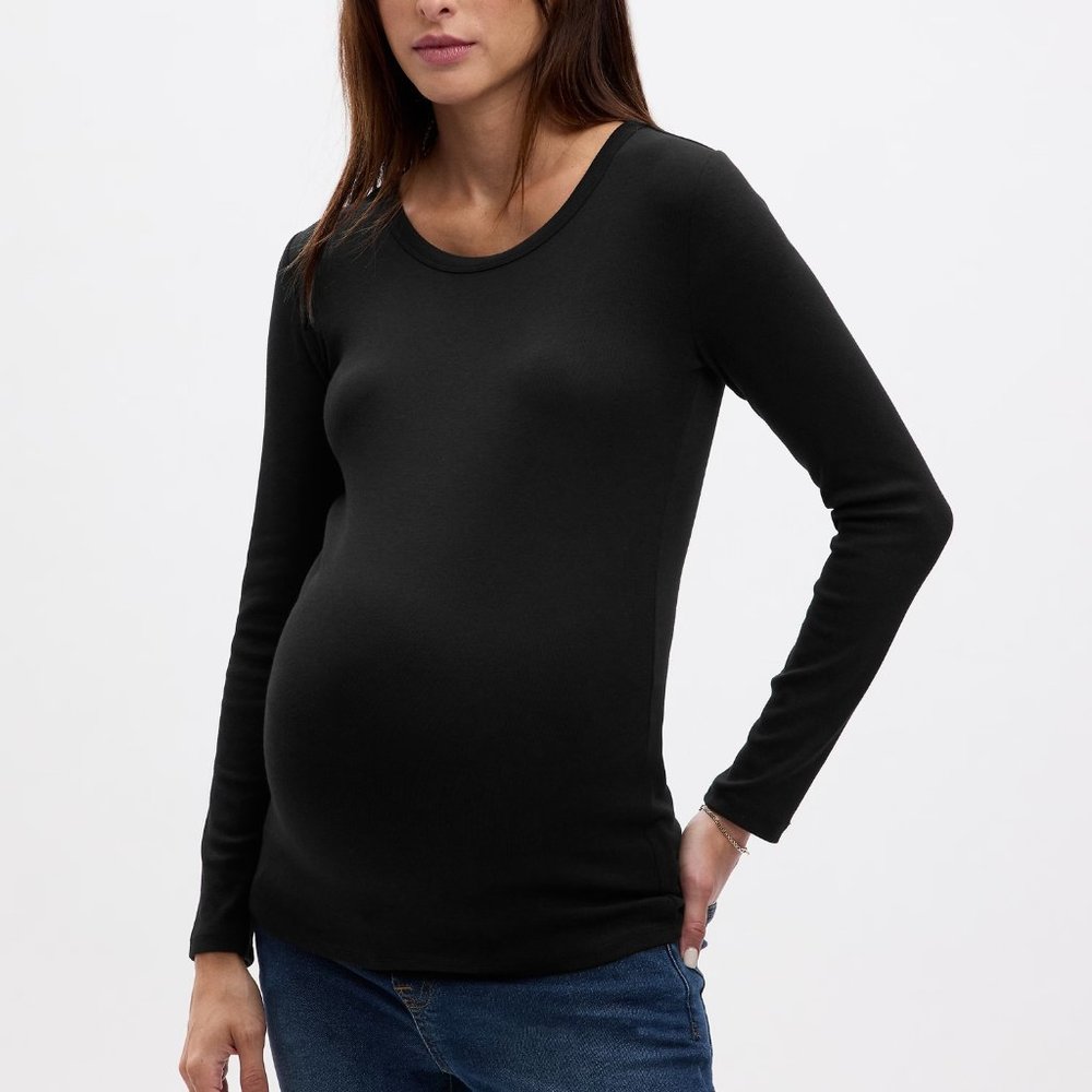 Maternity Pure Body Long Sleeve T-Shirt - Black